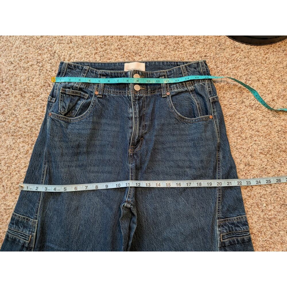 Habitual Women's Wide Leg Cargo Blue Denim Utility Pocket Jeans Size 12/31 - Picture 6 of 12